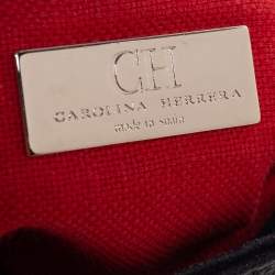 Pre Owned Carolina Herrera Navy Blue Leather Flap Shoulder Bag