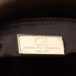 Pre Owned Carolina Herrera Metallic Bronze Monogram Leather Audrey Shoulder Bag