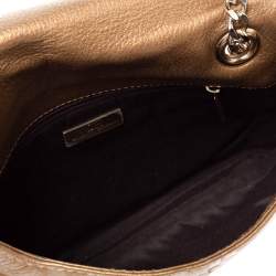 Pre Owned Carolina Herrera Metallic Bronze Monogram Leather Audrey Shoulder Bag