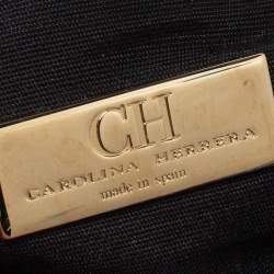 Pre Owned Carolina Herrera Metallic Purple Leather Jerry Clutch