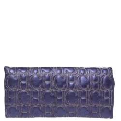 Pre Owned Carolina Herrera Metallic Purple Leather Jerry Clutch