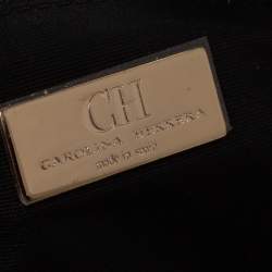 Pre Owned Carolina Herrera Black Croc Embossed Patent Leather Tote