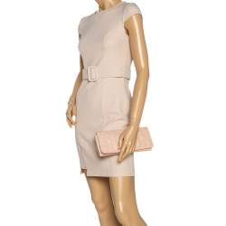 Pre Owned Carolina Herrera Peach Monogram Leather Jerry Clutch