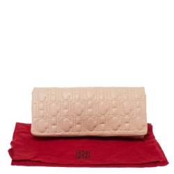 Pre Owned Carolina Herrera Peach Monogram Leather Jerry Clutch