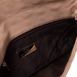 Pre Owned Carolina Herrera Peach Monogram Leather Jerry Clutch