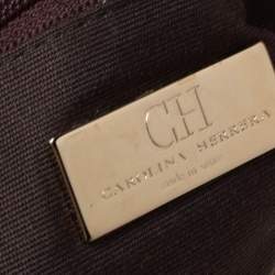 Pre Owned Carolina Herrera Peach Monogram Leather Jerry Clutch