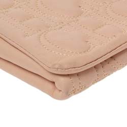 Pre Owned Carolina Herrera Peach Monogram Leather Jerry Clutch