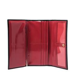 Pre Owned Carolina Herrera Black Patent Leather Continental Wallet