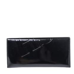 Pre Owned Carolina Herrera Black Patent Leather Continental Wallet