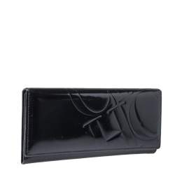 Pre Owned Carolina Herrera Black Patent Leather Continental Wallet