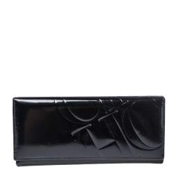 Pre Owned Carolina Herrera Black Patent Leather Continental Wallet