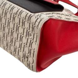 Pre Owned Carolina Herrera Multicolor Monogram Coated Canvas and Leather Front Pocket Tote