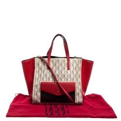 Pre Owned Carolina Herrera Multicolor Monogram Coated Canvas and Leather Front Pocket Tote