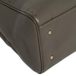 Pre Owned Carolina Herrera Grey Leather Charm Tote