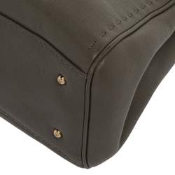 Pre Owned Carolina Herrera Grey Leather Charm Tote