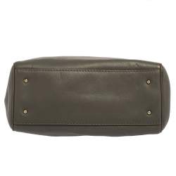 Pre Owned Carolina Herrera Grey Leather Charm Tote