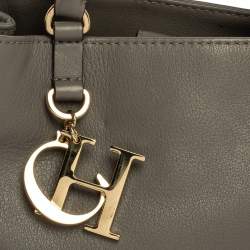 Pre Owned Carolina Herrera Grey Leather Charm Tote