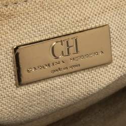 Pre Owned Carolina Herrera Grey Leather Charm Tote