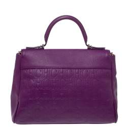 Pre Owned Carolina Herrera Purple Leather Minuetto Flap Top Handle Bag