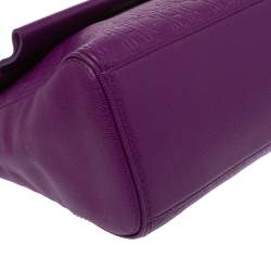 Pre Owned Carolina Herrera Purple Leather Minuetto Flap Top Handle Bag