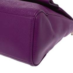 Pre Owned Carolina Herrera Purple Leather Minuetto Flap Top Handle Bag