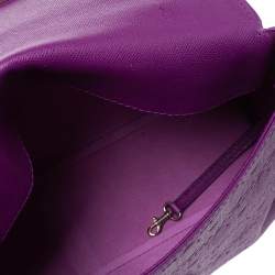 Pre Owned Carolina Herrera Purple Leather Minuetto Flap Top Handle Bag