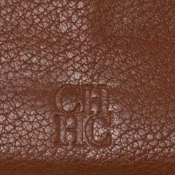 Pre Owned Carolina Herrera Brown Monogram Leather Continental Wallet