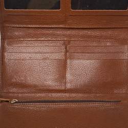 Pre Owned Carolina Herrera Brown Monogram Leather Continental Wallet