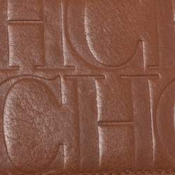 Pre Owned Carolina Herrera Brown Monogram Leather Continental Wallet