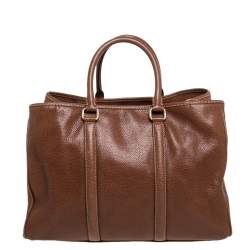 Pre Owned Carolina Herrera Brown Pebbled Leather Large Matteo Tote