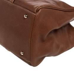 Pre Owned Carolina Herrera Brown Pebbled Leather Large Matteo Tote