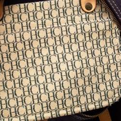 Pre Owned Carolina Herrera Dark Purple/Tan Monogram Leather Large Andy Boston Bag