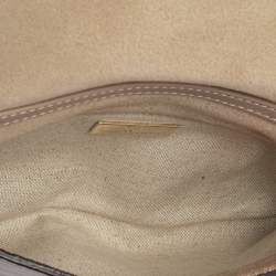 Pre Owned Carolina Herrera Beige Leather Flap Crossbody Bag