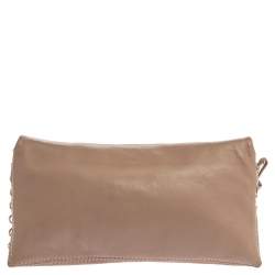 Pre Owned Carolina Herrera Beige Leather Flap Crossbody Bag