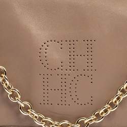 Pre Owned Carolina Herrera Beige Leather Flap Crossbody Bag