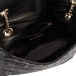 Pre Owned Carolina Herrera Black Monogram Leather Audrey Shoulder Bag