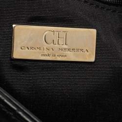 Pre Owned Carolina Herrera Black Monogram Leather Audrey Shoulder Bag
