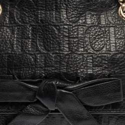 Pre Owned Carolina Herrera Black Monogram Leather Audrey Shoulder Bag