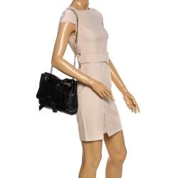 Pre Owned Carolina Herrera Black Monogram Leather Audrey Shoulder Bag