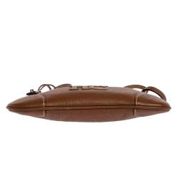 Pre Owned Carolina Herrera Brown Leather Logo CH Crossbody Bag