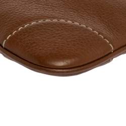 Pre Owned Carolina Herrera Brown Leather Logo CH Crossbody Bag