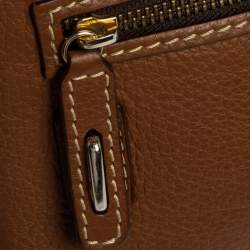 Pre Owned Carolina Herrera Brown Leather Logo CH Crossbody Bag