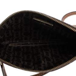 Pre Owned Carolina Herrera Brown Leather Logo CH Crossbody Bag