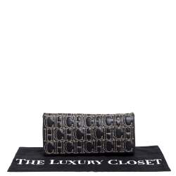 Pre Owned Carolina Herrera Black Monogram Leather Jerry Clutch