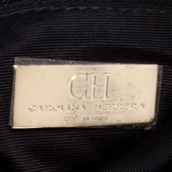 Pre Owned Carolina Herrera Black Monogram Leather Jerry Clutch