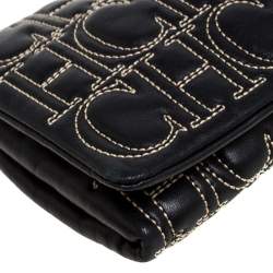 Pre Owned Carolina Herrera Black Monogram Leather Jerry Clutch