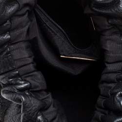 Pre Owned Carolina Herrera Black Monogram Embossed Leather Small Chain Hobo