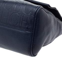 Carolina Herrera Navy Blue Leather Minuetto Flap Top Handle Bag