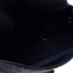 Carolina Herrera Navy Blue Leather Minuetto Flap Top Handle Bag