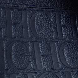 Carolina Herrera Navy Blue Leather Minuetto Flap Top Handle Bag